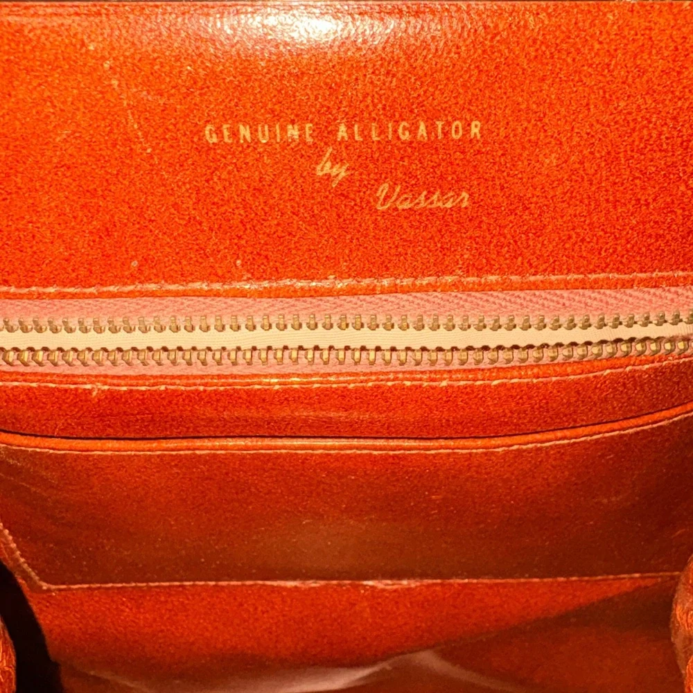 Vintage Vassar Genuine Alligator Satchel Handbag Brown - Picture 8 of 16